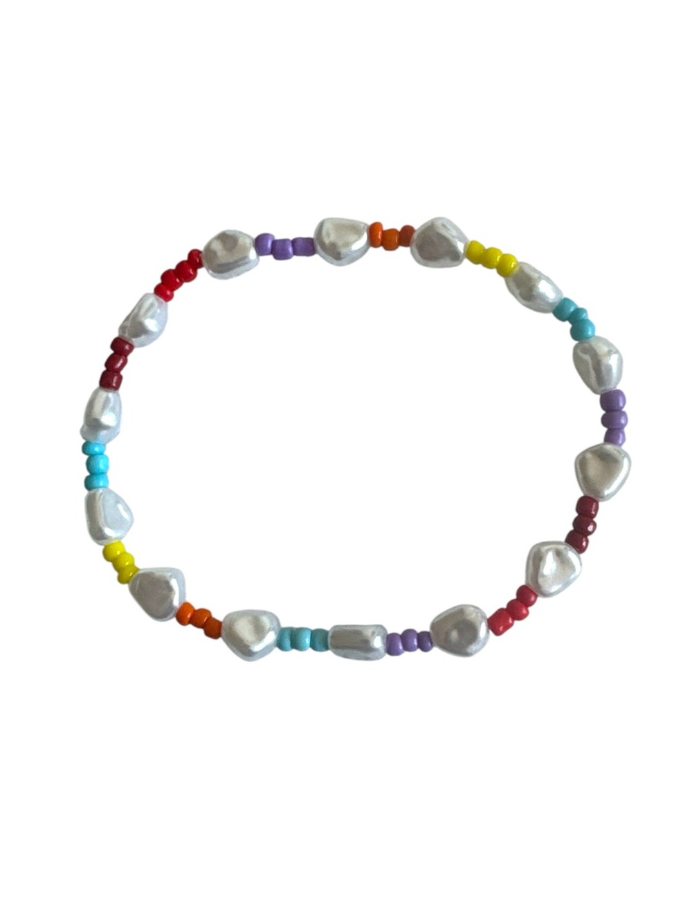 WOMEN’S Pearl Heart Beaded Stretch Ankle Bracelet - Multicolor